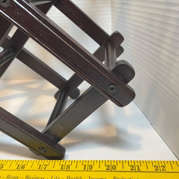 Vintage Expandable Wooden Magazine Rack / Organizer In Dark Wood Finish - Picture 10 of 11